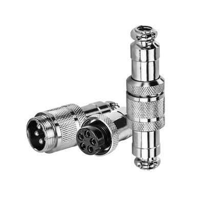 4Pcs GX12 12mm 2Pin Docking Aviation Connector, Coupling Female Aviation Socket + Male Plug Kit Panel Metal Wire Connector for Small Audio Devices, Cameras, LED Light Strips