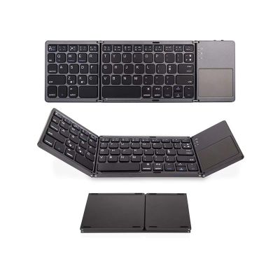 ACAGALA Wireless BT Keyboard Folding Keyboard Portable Ultra Slim BT Keyboard with Touchpad for Windows/Android/iOS Grey