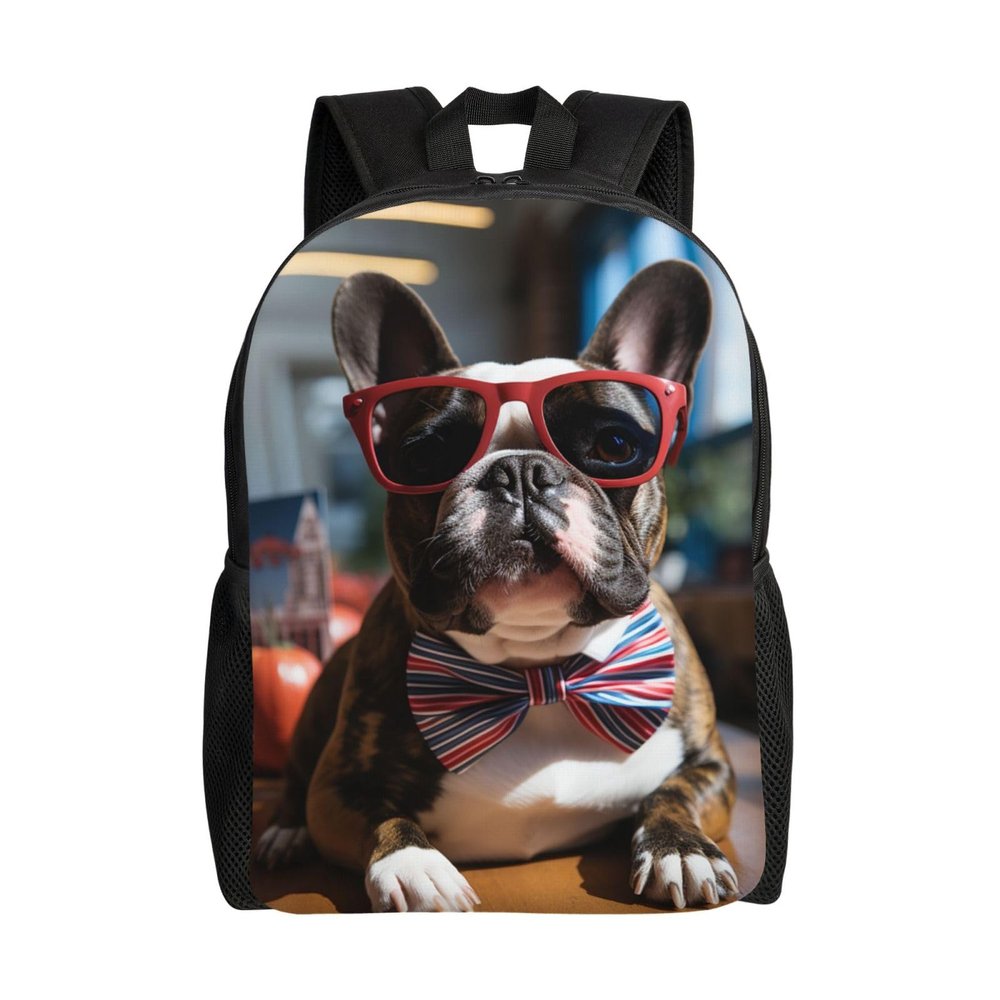 DJUETRUI Backpack for Men Women Lightweight Travel Backpack French Bulldog Wearing Sunglasses Carry On Backpack Laptop Backpack Casual Daypack