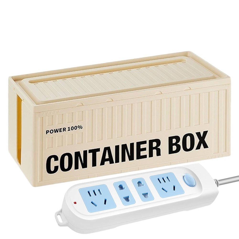 Cable Organizer Box | Cord Storage Management Solution | Dustproof Desk Organizer with Lid for Socket and TV Wires, Heat Dissipation Design with Surge Protector Features