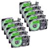 GREENCYCLE 10PK Compatible for XR-9FGN XR-9FGN2S AR9FGN AR9FGN2S 9mm 0.35" Black on Fluorescent Green Label Maker Tape for KL-7200 KL-HD1 KL-1500 KL-2000 KL-P1000 view 1