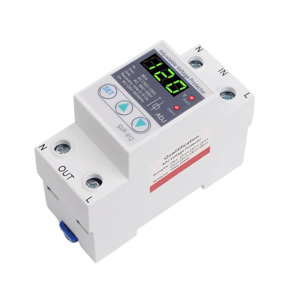 DCZPWKMLX Household 40A 63A 80A Adjustable Surge Protector Over Under Voltage Protector Relay 110V 120V Automatic Transfer Switch(40A)