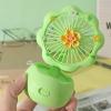 SASKATE Handheld Mini Fan, Kids Small Portable Fan, USB Rechargeable Desktop Silent Cooling(Green Flower Shape) view 2