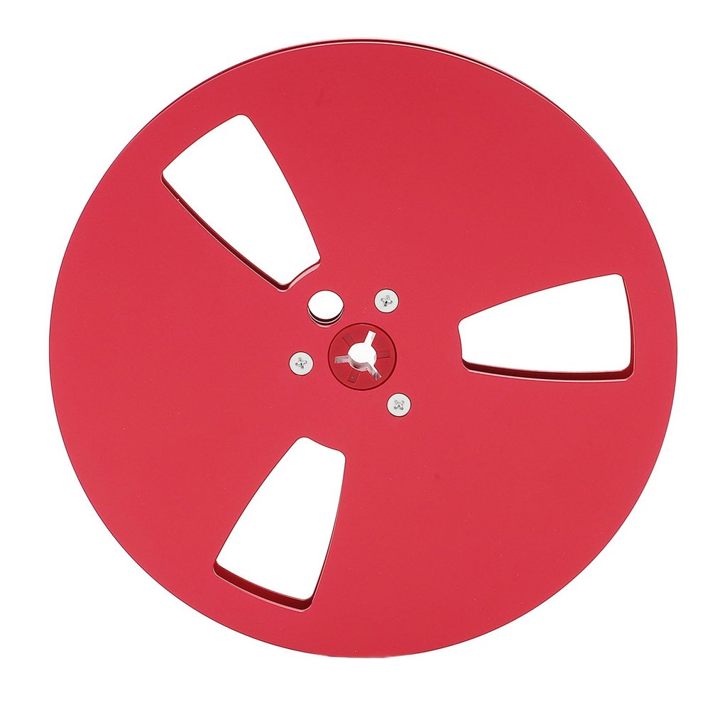 1/4 7 Inch Empty Tape Reel, Aluminum Alloy Universal Open Reel Sound Tape Empty Reel, 3 Hole Empty Take Up Reel Opening Machine Parts for Reel to Reel for Studer (Red)