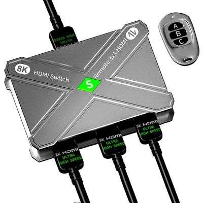 8K HDMI 2.1 Bi-Directional Switch 3x1 & 1x3 | 8K@60Hz 4K@120Hz HDR10+ Dolby Vision | for Xbox/PS5/Apple TV/Home Theater