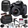 Canon 3000D(EOS Rebel T100) DSLR Camera w/EF-S 18-55mm F/3.5-5.6 Zoom Lens + 64GB Memory Card, Case, Hood, Grip-Pod, Filter, Professional Photo Bundle(23pc), CANON EOS 3000D (Renewed) view 1