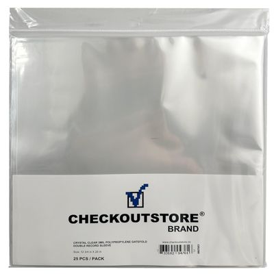 CheckOutStore Clear Plastic OPP for 12" LP Vinyl Gatefold Double Record Album Covers (Outer Sleeves) (Pack of 2000)