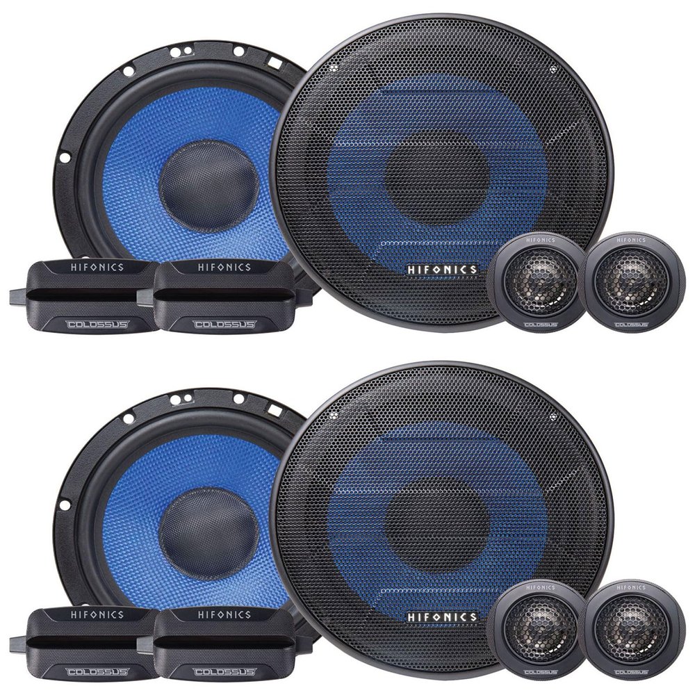 Audiosavings Bundle: Pair Hifonics HCC65C 6.5" 150w Component Car Audio Speakers w/Aluminum Tweeters (4 Items)