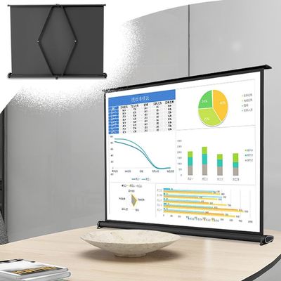 BERWDUXA Table Top Projection Screen Portable Retractable Projector Screen 20" 30" 36" 40" 50" Manual Pull Up Mobile Movies Screen for Outdoor Home Theater Office(46inch(16:9))