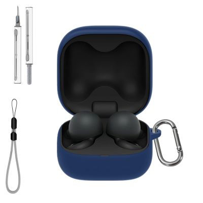 for Sony LinkBuds Open WF-L910 Case Cover with Cleaner Kit, Soft Skin Silicone Case Cover with Keychain and LanyardFull Protective Case for Men and Women-Blue