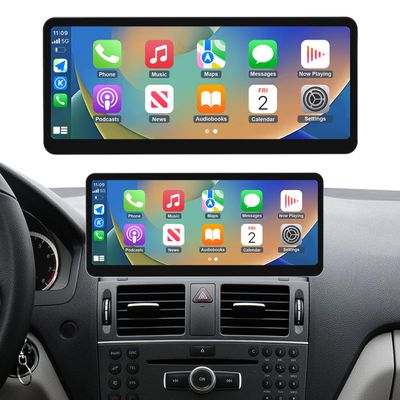 Road Top 12.3 Inch Ultra-Narrow CarPlay Touchscreen for Mercedes-Benz C Class W204 2008-2010 Year with NTG4.0 System, Support Wireless Carplay, Android Auto Navigation, Mirrorlink
