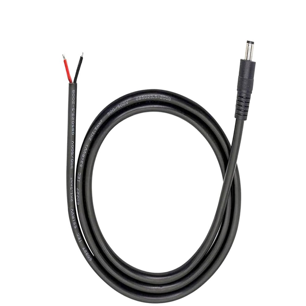 FENGHAISHUN DC5.5mm x 2.5mm Adaptor Power Pigtails Cable DC5525 Male Plug to Bare Wire Open End Power Supply Repair Cord 16AWG Barrel Connector Pigtail for Security Camera DVR LED Black 1m/3FT