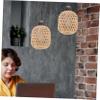 Levemolo Rustic Pendant Lampshade Hand-woven Light Cover for Ceiling Fixtures Softens Light for Home Hotel Restaurant Decor Easy Installation view 3