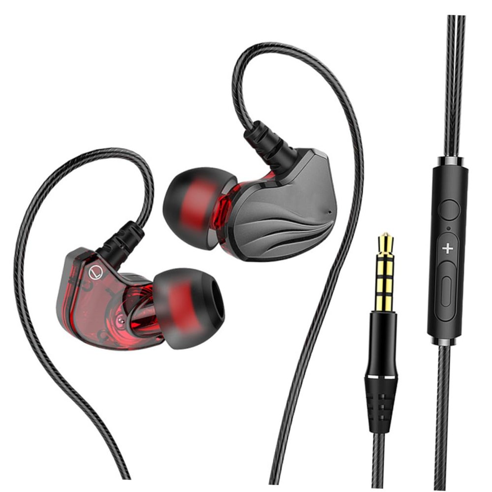 BELLIFFY in-Ear Wired Earbuds with Subwoofer Bass Ergonomic Fit for Running and Gaming Connector in-line Mic for Phone and Tablet Gunmetal Grey
