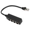 Estink RJ45 Ethernet Splitter Cable, Black 4 x RJ45 Net Port, Ethernet Cable Splitter ABS PCB, for Laptop, Computer, Router, Switch view 1