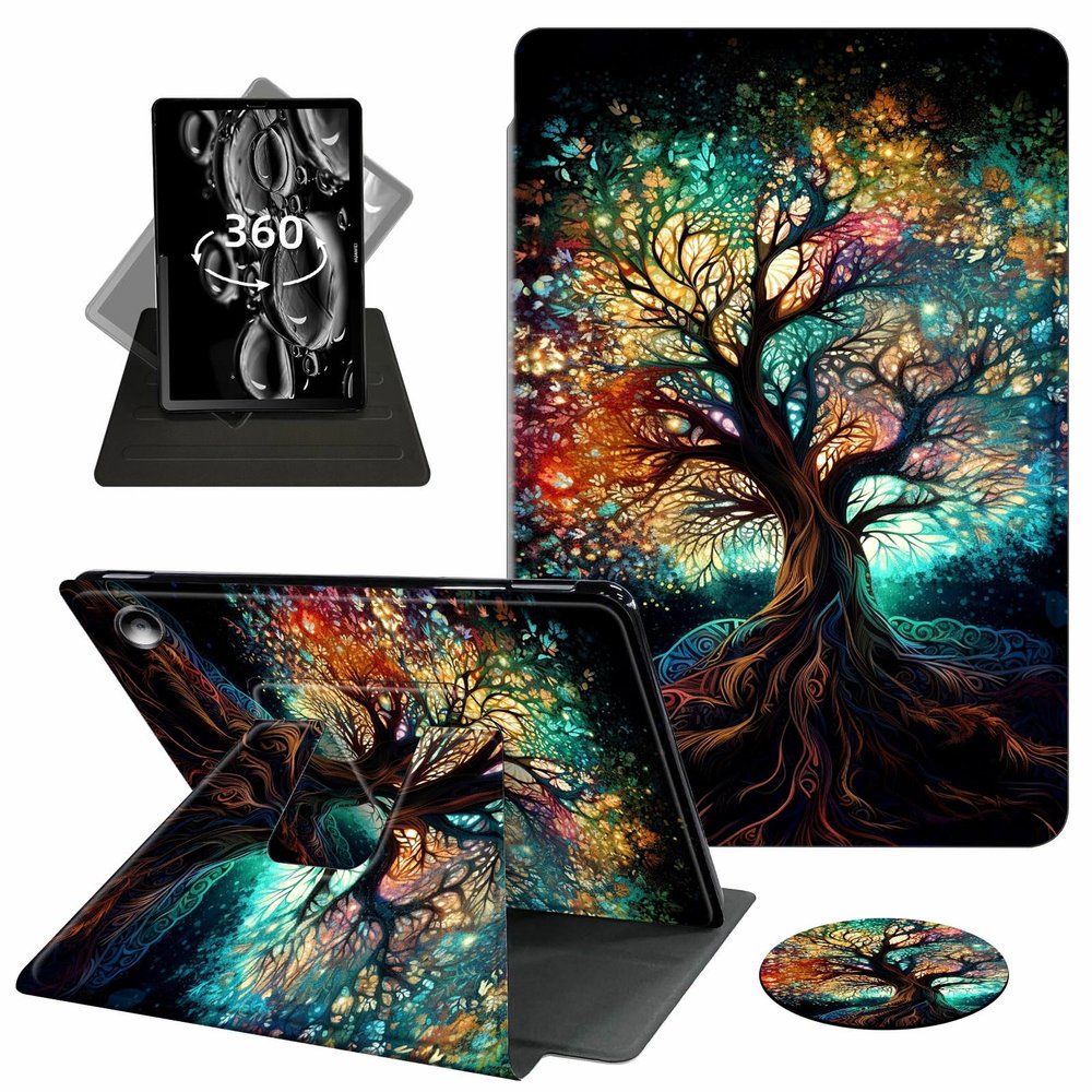 ACWDMKH for Amazon Fire Max 11 Tablet Case,(13th Generation, 2023 Release) 360 Degree Rotating Swivel PU Leather Stand Flip Folio Cover with Auto Wake/Sleep Case for Fire Max 11,Colorful Tree