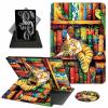 ACWDMKH for Amazon Fire Max 11 Tablet Case,(13th Generation, 2023 Release) 360 Degree Rotating Swivel PU Leather Stand Flip Folio Cover with Auto Wake/Sleep Case for Fire Max 11,Cute Cat Bookshelf view 1