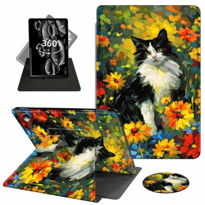 ACWDMKH for Amazon Fire Max 11 Tablet Case,(13th Generation, 2023 Release) 360 Degree Rotating Swivel PU Leather Stand Flip Folio Cover with Auto Wake/Sleep Case for Fire Max 11,Colorful Cat Floral
