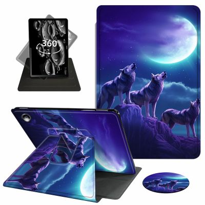 ACWDMKH for Amazon Fire Max 11 Tablet Case,(13th Generation, 2023 Release) 360 Degree Rotating Swivel PU Leather Stand Flip Folio Cover with Auto Wake/Sleep Case for Fire Max 11,Moon Blue Wolf