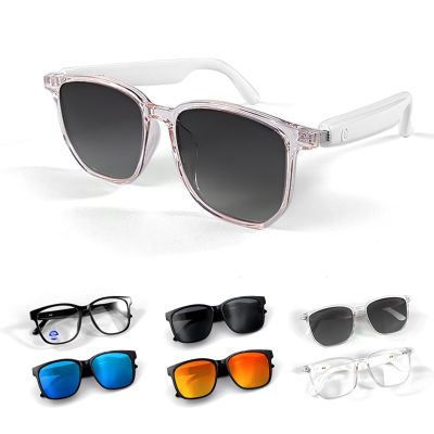 White Wireless Bluetooth Sunglasses for Women - Polarized Smart Sunglasses with Speakers, Bluetooth 5.3 Audio, Compatible with iPhone and Android