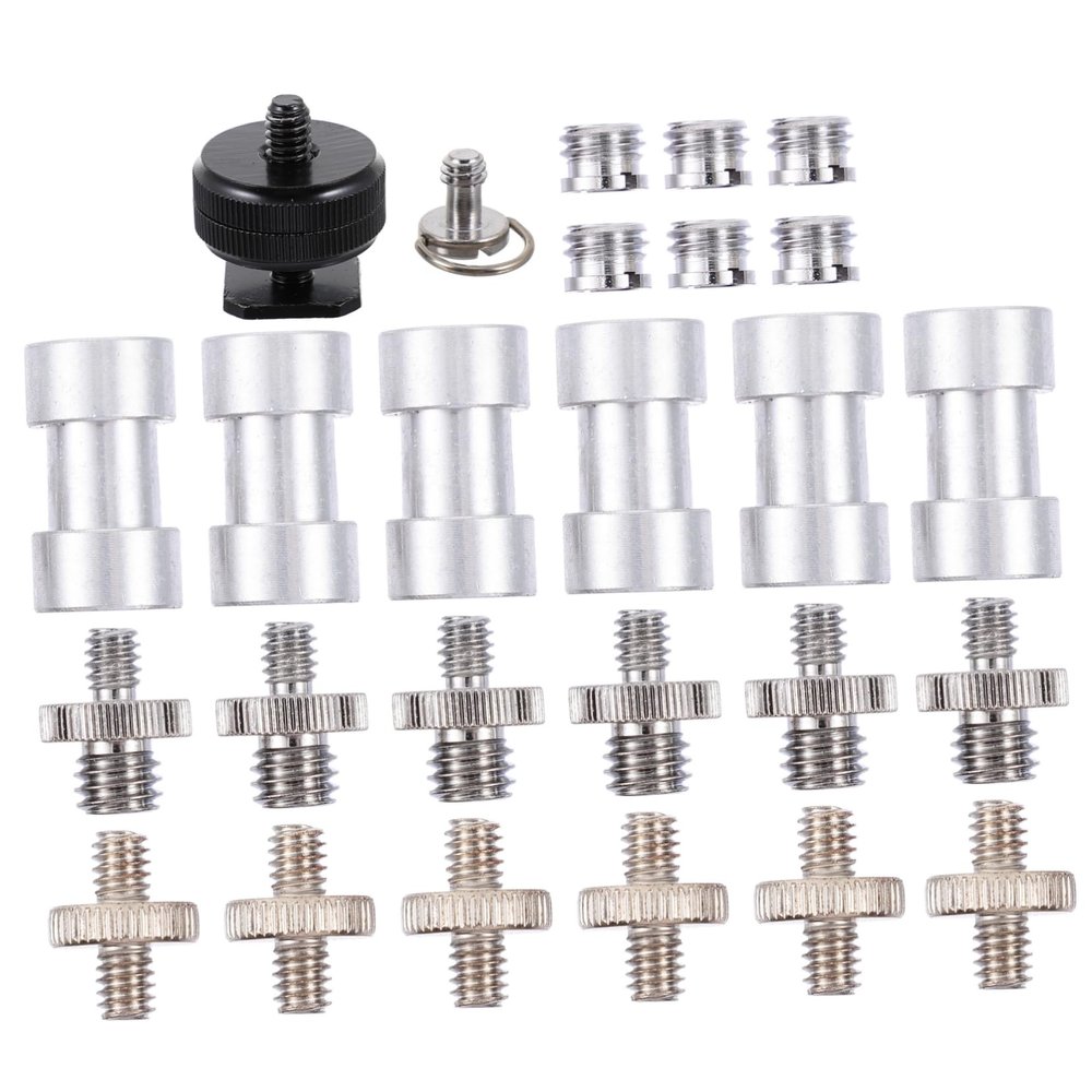 FELTECHELECTR Tripod Screw Adapter Kit Multi-Functional Camera Tripod Connector with - - Double-Head Screws Nuts and C-Ring for Photography Accessories
