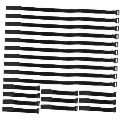 FELTECHELECTR 20pcs Hook and Loop Nylon Fasteners for Cable Management Wire Organizer Straps Black for Use