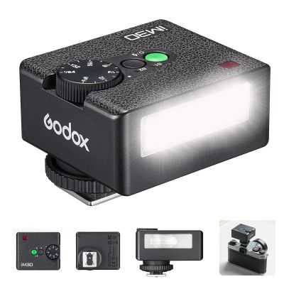 GODOX iM30 Mini Flash, Mini Godox Flash Speedlite 6500K200K GN15, 230 Full Power Flashes, S1/S2 Optical Control, 7 Power Levels, for Canon Nikon Sony Fuji Olympus Single Contact Hotshoe Cameras