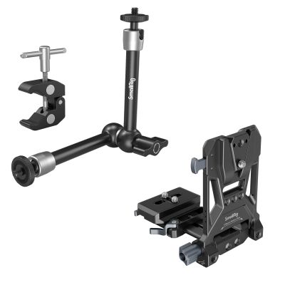 Bundle: SmallRig Clamp w/ 1/4" and 3/8" Thread and 9.8 Inches Adjustable Friction Power Articulating Magic Arm and SmallRig V Mount Battery Plate