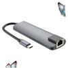 Mikikit Type-c Adapter with Pd Charging and Network Hub Compact USB Docking Station for Laptop and Computer Durable Design No Drivers Required view 3