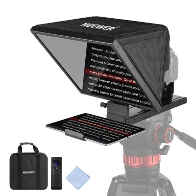 NEEWER Basics X16B Aluminum Alloy Liftable Teleprompter 16" for iPad Tablet DSLR Camera, No Assembly, Remote & App Control, Compatible with iOS Android, Pro for Online Teaching Live Streaming