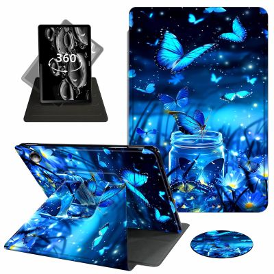 ACWDMKH for Amazon Fire Max 11 Tablet Case,(13th Generation, 2023 Release) 360 Degree Rotating Swivel PU Leather Stand Flip Folio Cover with Auto Wake/Sleep Case for Fire Max 11,Blue Butterfly