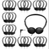 MNINEANDMORE 50 Pack Bulk Headphones for School Classroom, Adjustable On-Ear Headsets Wired Fit Kids to Adults, Wholesale Class Set Individually PackedBlack view 1
