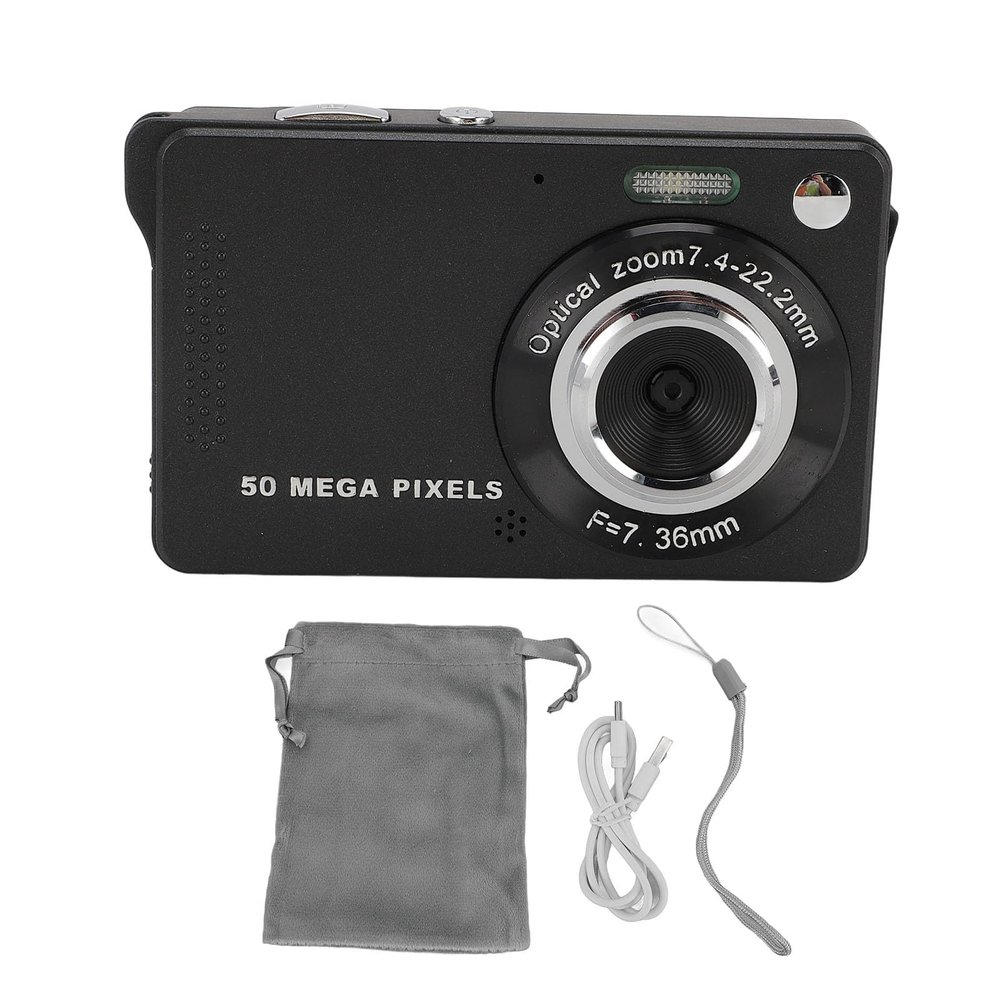 ASHATA Digital Camera, 1080P HD 50MP Digital Cameras for Photography, Autofocus Vlogging Camera with 16X Digital Zoom and 2.8 Inch TFT Screen, LED Flash, for Travel (Black)