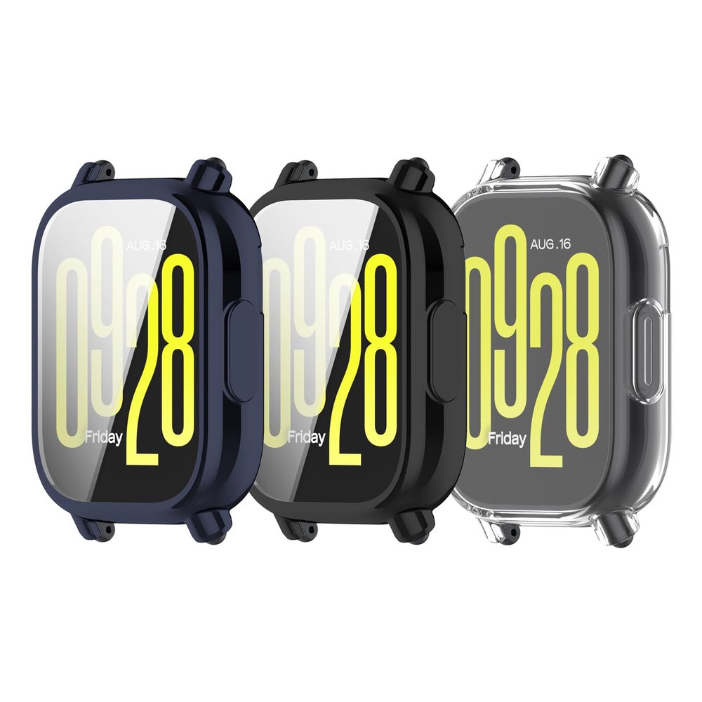 TPU Case Compatible for Redmi Watch 5 Lite Screen Protector Shell Cover Compatible for Redmi Watch 5 Lite Smartwatch Accessory (Blue/Black/Clear)