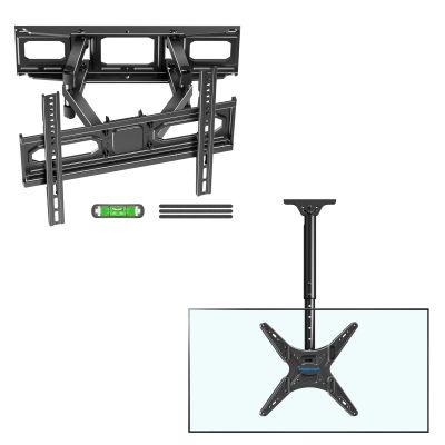 EconoMe TV Wall Mount for Most 32-70 inch TVs, Max VESA 400X400mm, up to 99lbs, and MOUNTUP Ceiling TV Mount for Most 24''- 65'' TVs, up to 99lbs, Max VESA 400x400mm