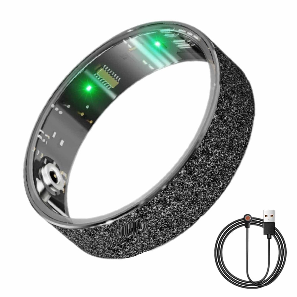 JQWJEBKW Activity and Fitness Tracking Ring Wearable Sleep Tracker with Calorie/Heart Rate/Sleep Monitoring Ip68 Water Resistant(Black,12#)