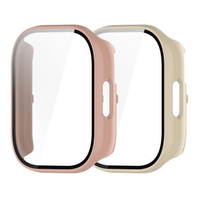 2Pack Compatible for Redmi Watch 5 Lite Screen Protector Case, PC All-Round Case Compatible for Redmi Watch 5 Lite Smartwatch (Pink/Apricot)