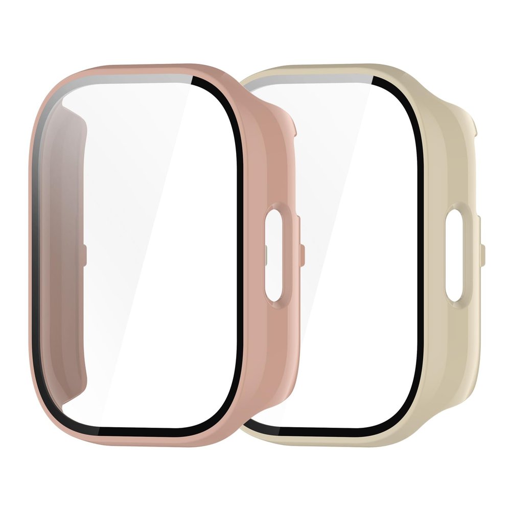 2Pack Compatible for Redmi Watch 5 Lite Screen Protector Case, PC All-Round Case Compatible for Redmi Watch 5 Lite Smartwatch (Pink/Apricot)