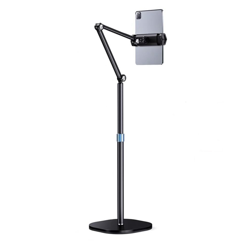 Tablet Floor Stand with Stable Base,Adjustable Height Stretchable Arm Swivel Holder Mount,Metal Tablet Holder Phone Stand for 4~12.9 Inch-Screen Devices