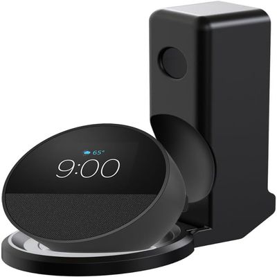 ZahoTse For Amazon Echo Spot (2024 Gen) Holder Wall Mount Amazon Echo Spot (2024 Gen) Stand Mount Accessories, Amazon Echo Spot (2024 Gen) Speaker Accessory Rack (1 Pack, Black) T5