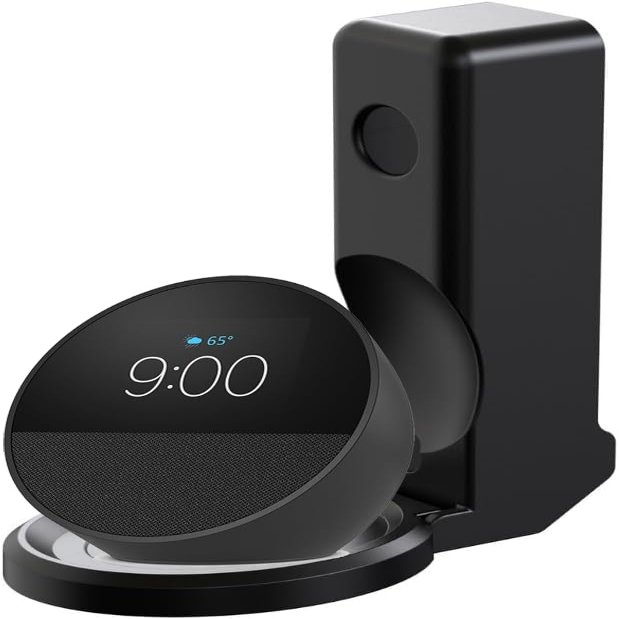 ZahoTse For Amazon Echo Spot (2024 Gen) Holder Wall Mount Amazon Echo Spot (2024 Gen) Stand Mount Accessories, Amazon Echo Spot (2024 Gen) Speaker Accessory Rack (1 Pack, Black) T5