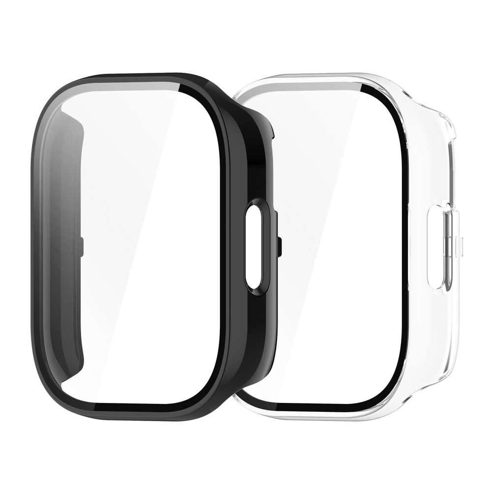 2Pack Compatible for Redmi Watch 5 Lite Screen Protector Case, PC All-Round Case Compatible for Redmi Watch 5 Lite Smartwatch (Black/Clear)