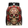 DJUETRUI Backpack for Men Women Lightweight Travel Backpack Red rose sugar skull Carry On Backpack Laptop Backpack Casual Daypack view 1