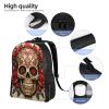 DJUETRUI Backpack for Men Women Lightweight Travel Backpack Red rose sugar skull Carry On Backpack Laptop Backpack Casual Daypack view 3