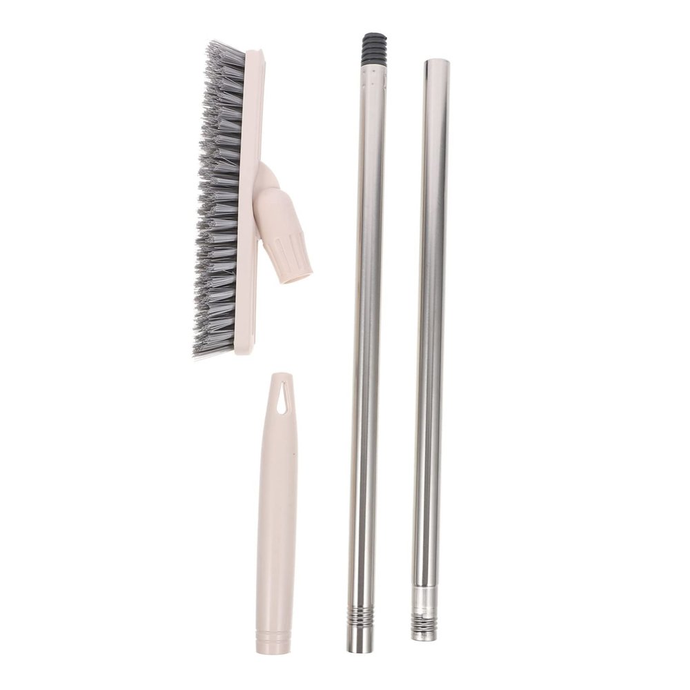 Healeved Cleaning Brush Grout Scrub Brush Scrub with Long Handle Long Handle Floor Cleaning Bathroom Tile Floor Grout Swivel Beige Stainless Steel