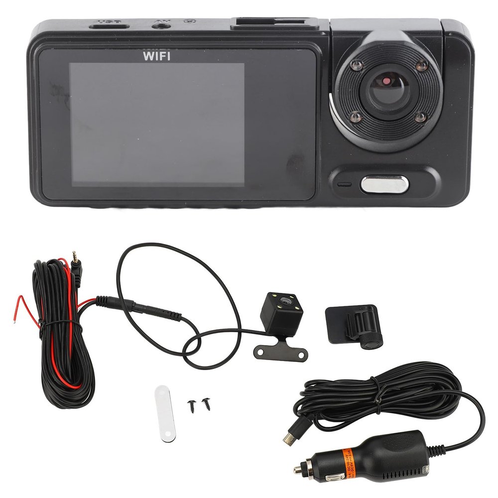 Car 3 Lens Dash Cam, 2 Inch Front Rear Inside Dash Cam 1080P HD 170 Wide Angle Three Channel Car Dashboard Camera with Night Vision