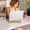 CAXUSD Portable Wooden Laptop Riser Stand Ergonomic Tablet Holder for Desk Natural Wood Grain Design for Office and Home Use Cooling view 4