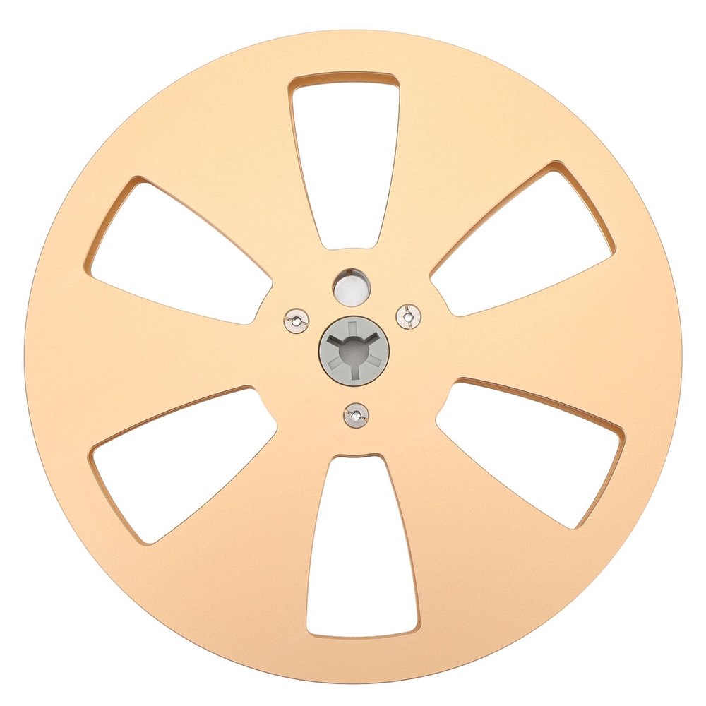1/4 7 Inch Empty Reel for Reel to Reel Tape Player, Aluminum Alloy Recording Takeup Reel with 6 Hole, Sound Tape Empty Reel Replacement Universal Opening Machine Part (Gold Grey)
