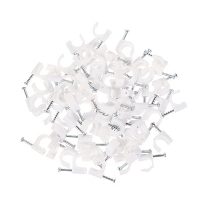 KONTONTY 400pcs Plastic Cable Clips for Wire Management Durable Wall Fasteners for Coax Phone Lines Easy to Install Neat Organization for Home Office and Garage