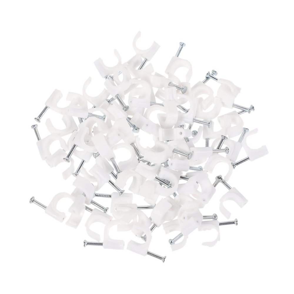 KONTONTY 400pcs Plastic Cable Clips for Wire Management Durable Wall Fasteners for Coax Phone Lines Easy to Install Neat Organization for Home Office and Garage